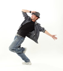 hip hop dancer isolated over white background