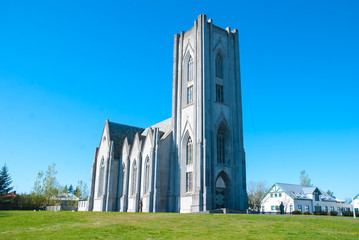 Catholic cathedral of Iceland, Reykjavik. - obrazy, fototapety, plakaty