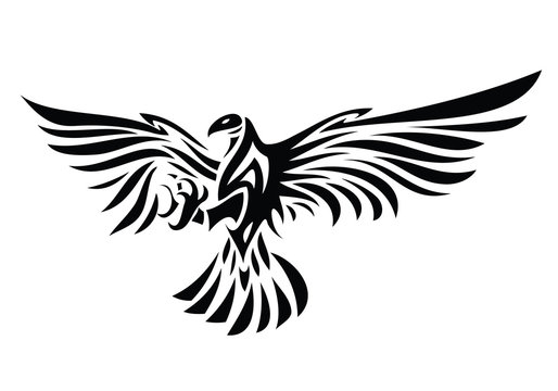 Eagle symbol isolated on white for tattoo design