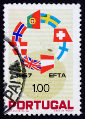 Postage stamp Portugal 1967 Flags of EFTA Nations