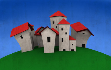 Naklejka premium pueblo cartoon