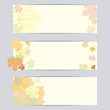 Set of vector banner with autumn leaves