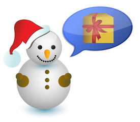 snowman thinking in a gift illustration