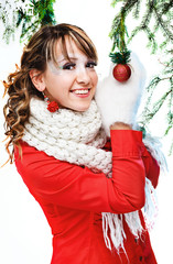 girl holding christmas ball