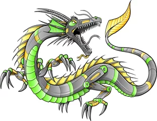 Fototapete Cartoon  Zeichnung Robot Cyborg Dragon Vector Illustration art  © Blue Foliage