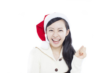 サンタ帽を被った女の子