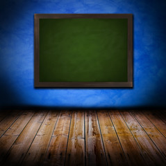 Grunge interior with blackboard