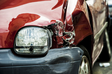 Red accident car