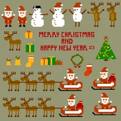 Papier Peint photo autocollant Pixels Vacances de Noël en pixels