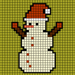 Bonhomme de neige de pixels. Illustration vectorielle 10 eps. Thème des vacances