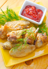 Hot Meat Dishes - Grilled Chicken Wings with Red Spicy Sauce