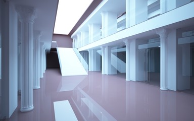 Obraz premium abstract interior mall with classical columns and stairs