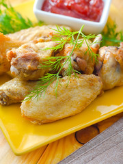 Hot Meat Dishes - Grilled Chicken Wings with Red Spicy Sauce