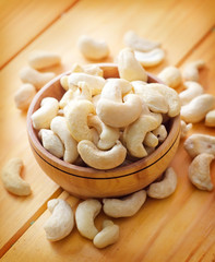 Organic Cashew with no shell on a background