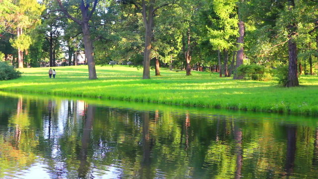 lake in Pushkin park St. Petersburg Russia