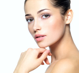 Beauty face of young woman. Skin care concept.