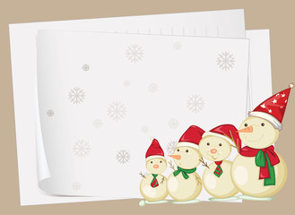 Fototapeta premium paper sheets and snowmen