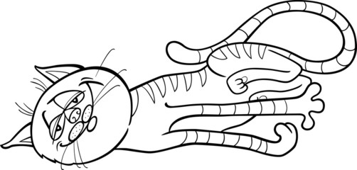 happy cat cartoon for coloring