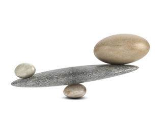 3d Stones balance on see-saw