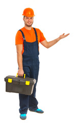 Worker man making presentation