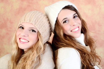 sisters  winter portrait