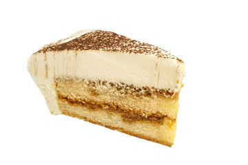 Slice of tiramisu  isolated on white background