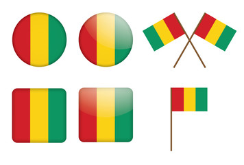 set of badges with flag of Guinea vector illustration