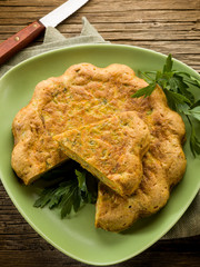 quiche with carrot and parsley,vegetarian food