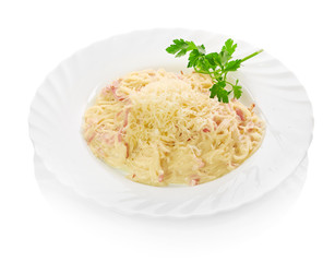 plate of pasta and smoked salmon