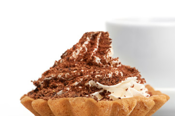 chocolate cake with a cup of coffee