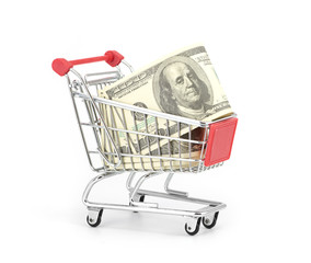 Shopping cart and dollars