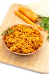 Cooked cabbage. Russian Braised Cabbage.