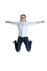 Jumping happy teen girl