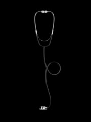 Black stethoscope isolated on black