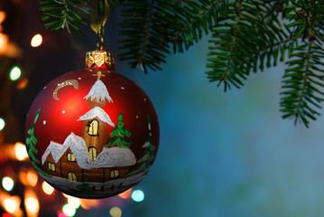 Christmas Tree Bauble on luminous background