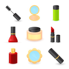 Obraz premium beautiful lady's cosmetics icons