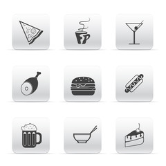 button set icons food and drink