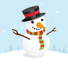 Christmas card with a cute snowman © Windawake