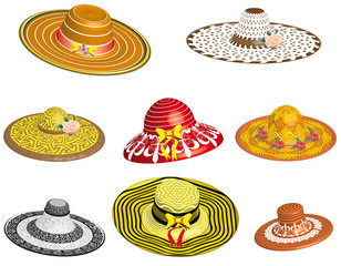 Set of elegant female hats, 3D