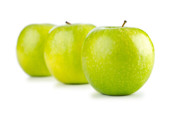 Green apples isolated on the white background