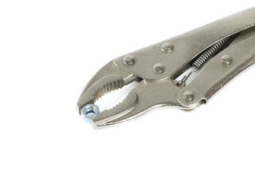 isolated adjustable and lockable pliers with union nut on white