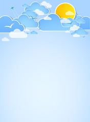 Good weather background. Blue sky with clouds