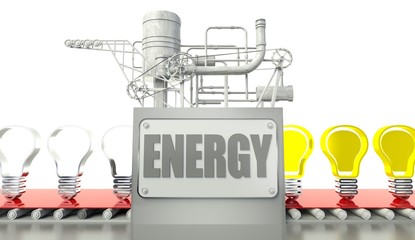 Energy concept with light bulbs