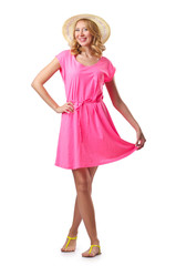 Woman ready for beach on white