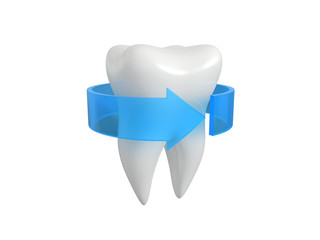 Teeth with arrow 3d render