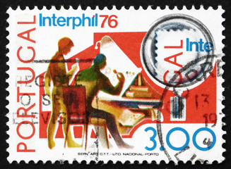 Postage stamp Portugal 1974 Stamp Collectors, Interphil 76