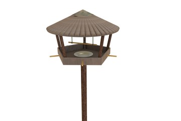 Empty wooden bird feeder house