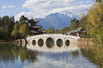 Lijiang old town and Jade Dragon Snow Mountain in China