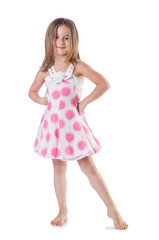Cute little girl isolated on the white