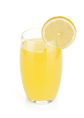 Lemon juice glass with lemon slice